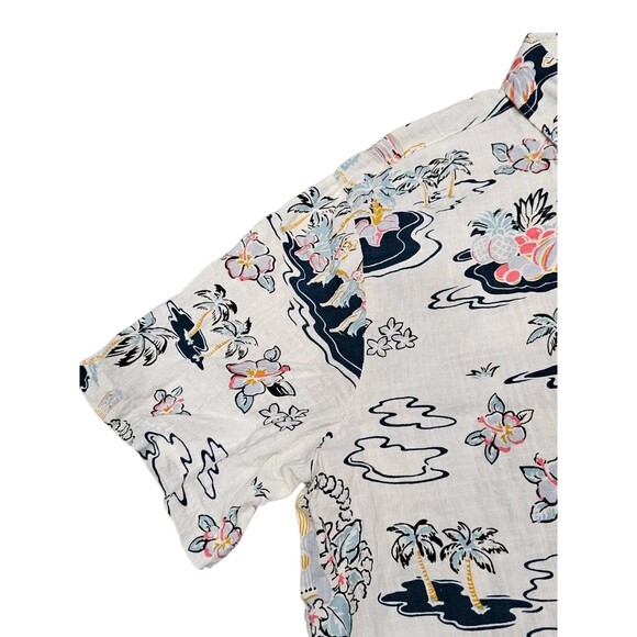 Mens L Aloha Shirt VatPave Button up Hawaiian Island Print Short Sleeve Beach - Picture 13 of 13